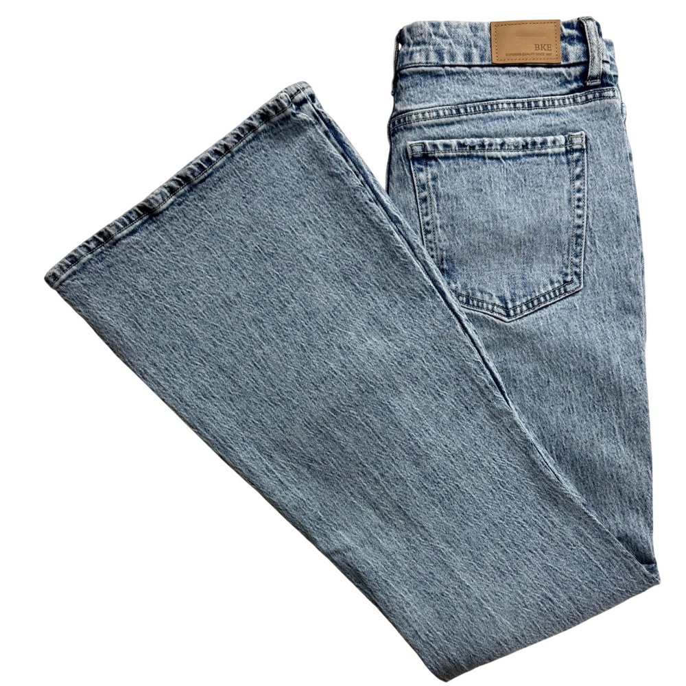 BKE Andi Slim Fit Mid-Rise Flare Jeans Light Wash Distressed Womens 28x32